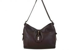 Codzienna torebka damska na ramię - Brązowa ciemna. Brązowe torby na ramię Barberini's, bez wzorów, ze skóry, biznesowe, na ramię, małe, bez dodatków. Za 222.99 zł.