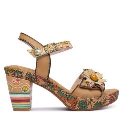 Sandały Laura Vita. Brązowe sandały Laura Vita, bez wzorów, bez obcasa, na słupku, bez zapięcia. Za 439.99 zł.