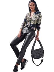 Heine Bluzka w kolorze beżowo-czarnym rozmiar: 40. Brązowe bluzki Heine, bez wzorów, z wiskozy, bez kołnierzyka, bez ramiączek. Za 56.99 zł.