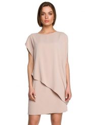 Stylove Sukienka w kolorze beżowym rozmiar: XL. Brązowe sukienki Stylove, na co dzień, xl, bez wzorów, bez kołnierzyka, bez ramiączek, mini, proste. Za 214.99 zł.