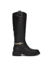 Guess Kozaki FLFYON FAL11 Czarny. Czarne kozaki Guess, ze skóry, bez obcasa, na płaskiej podeszwie, bez zapięcia. Za 899.99 zł.