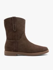 Brązowe płaskie botki ze skóry welurowej. Brązowe botki Brawo sp. z o.o., bez wzorów, z jeansu, bez obcasa, na obcasie, bez zapięcia. Za 449.99 zł.