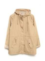 Kurtka damska przeciwdeszczowa z regulacją w talii z kapturem beżowa Lisa 801. Brązowe kurtki sportowe Big Star, na wiosnę, l, z aplikacjami, z tkaniny, z kapturem. Za 329.99 zł.
