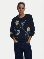 Desigual Sweter Cooper 25WWJF36 Czarny Regular Fit. Czarne swetry Desigual, xl, bez wzorów, z bawełny, bez ramiączek. Za 539.99 zł.