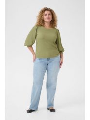 KAFFE curve Koszulka "Civena" w kolorze oliwkowym rozmiar: M. Brązowe bluzki KAFFE curve, m, bez wzorów, bez kołnierzyka, bez ramiączek. Za 69.99 zł.