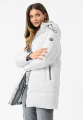 Pikowany płaszcz J-LIVIA. Brązowe płaszcze Volcano, na zimę, m, bez wzorów, z materiału, z kapturem. Za 419.99 zł.