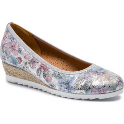 Espadryle GABOR - 22.641.10 Silber (Jute). Szare espadryle Gabor, bez wzorów, z materiału, bez obcasa, na koturnie, bez zapięcia. W wyprzedaży za 299.00 zł.