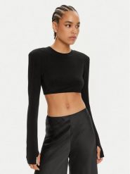 NORMA KAMALI Bluzka KK1246PLA96001 Czarny Regular Fit. Czarne bluzki Norma Kamali, m, bez wzorów, z syntetyku, bez kołnierzyka, bez ramiączek. Za 389.99 zł.
