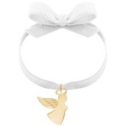 Bransoletka z aniołkiem na białej wstążce. Białe bransoletki Lilou. Za 168.00 zł.