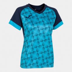 Koszulka do piłki nożnej damska Joma Supernova III. Niebieskie bluzki Joma, xs, bez wzorów, sportowe, bez kołnierzyka, bez ramiączek. Za 138.99 zł.