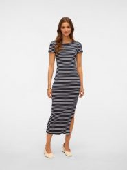 Vero Moda Sukienka w kolorze granatowym rozmiar: XL. Niebieskie sukienki Vero Moda, xl, bez wzorów, bez kołnierzyka, bez ramiączek, maxi. Za 122.96 zł.