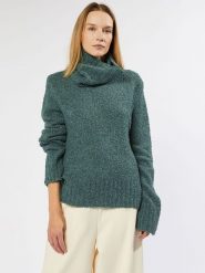 Rodier Sweter w kolorze zielonym rozmiar: XL. Zielone golfy Rodier, xl, bez wzorów, z wełny, bez ramiączek. Za 149.66 zł.