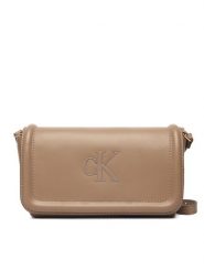 Calvin Klein Torebka Bold Ck Flap Crossbody LV04F1027G Brązowy. Brązowe listonoszki Calvin Klein, bez wzorów, ze skóry, bez dodatków. Za 329.99 zł.