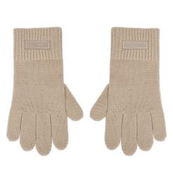 Rękawiczki Calvin Klein. Brązowe rękawiczki Calvin Klein, bez wzorów, z dzianiny. Za 259.99 zł.
