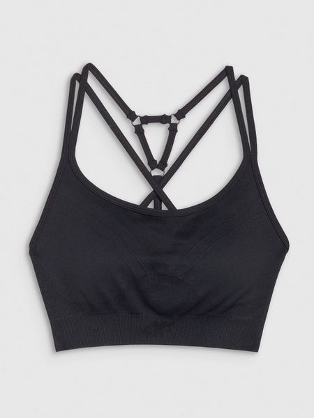 4F Biustonosz do jogi i pilatesu z niskim wsparciem - czarny XS/S. Czarne bielizna sportowa 4f, l, bez wzorów, z dzianiny. W wyprzedaży za 79.99 zł.