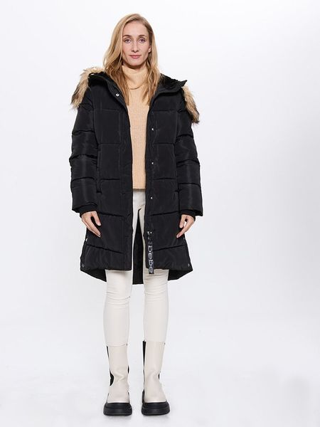 Bébé Płaszcz zimowy w kolorze czarnym rozmiar: M. Czarne płaszcze Bebe, na zimę, m, bez wzorów, z puchu, bez kaptura. Za 274.75 zł.