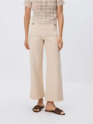 Jeansy culotte - kremowy. Białe jeansy Reserved, bez wzorów. Za 129.99 zł.