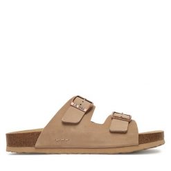 Klapki Josef Seibel. Brązowe klapki Josef Seibel, bez wzorów, bez obcasa. Za 279.99 zł.