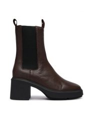 Calvin Klein Botki Block Heel Chelsea Boot Lth HW0HW03694 Brązowy ciemny. Brązowe botki Calvin Klein, bez wzorów, ze skóry, bez obcasa, na słupku, bez zapięcia. Za 699.99 zł.