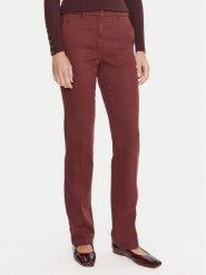 Marella Chinosy Rovo 2523136055 Bordowy Slim Fit. Czerwone spodnie materiałowe Marella, bez wzorów, z bawełny. Za 779.99 zł.
