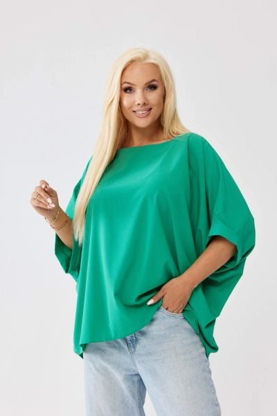 Zielona kimonowa bluzka Gabi PLUS SIZE XXL OVERSIZE JESIEŃ. Zielone bluzki Moda Size Plus Iwanek, plus size, bez wzorów, z elastanu, eleganckie, bez kołnierzyka, plus size, bez ramiączek. Za 199.90 zł.