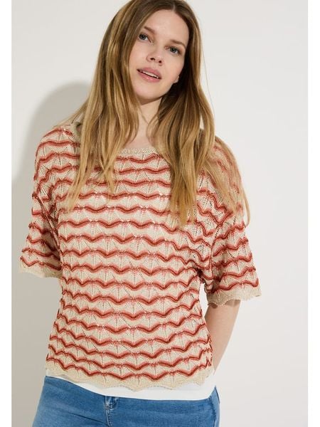 More & More Sweter w kolorze beżowo-czerwonym rozmiar: 42. Brązowe swetry More & More, bez wzorów, bez ramiączek. Za 169.95 zł.