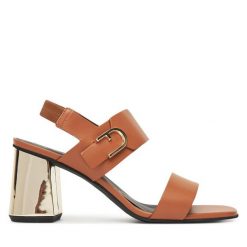 Sandały Furla. Brązowe sandały Furla, bez wzorów, bez obcasa, na słupku, bez zapięcia. Za 1,249.00 zł.
