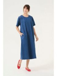 CULTURE Sukienka w kolorze niebieskim rozmiar: M. Niebieskie sukienki Culture, m, bez wzorów, bez kołnierzyka, bez ramiączek, maxi. Za 173.99 zł.