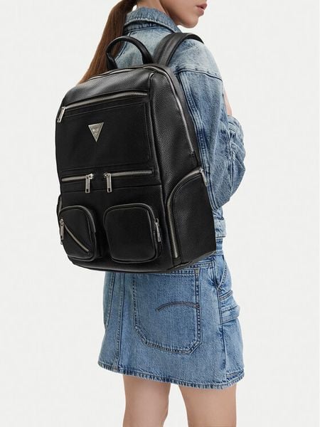 Guess Jeans Plecak CWBEO-GUESS-B-006-09 Czarny. Czarne plecaki Guess Jeans, z aplikacjami, z jeansu. Za 228.99 zł.