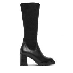Kozaki Caprice. Czarne kozaki Caprice, bez obcasa, na słupku, bez zapięcia. Za 279.99 zł.
