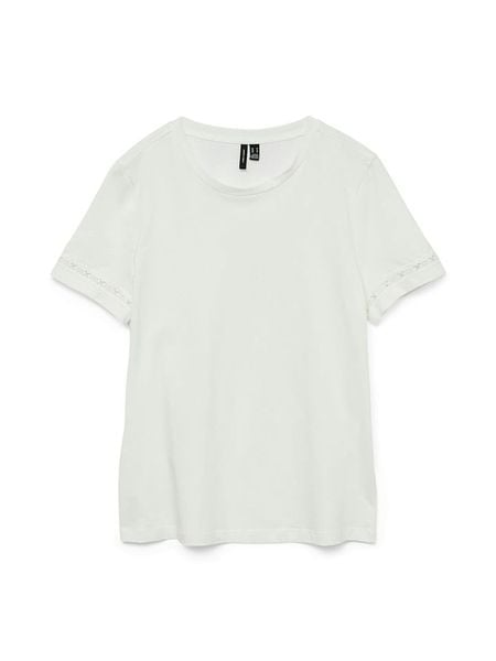 Vero Moda Koszulka w kolorze białym rozmiar: L. Białe bluzki Vero Moda, l, bez wzorów, z bawełny, bez kołnierzyka, bez ramiączek. Za 61.31 zł.