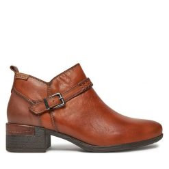 Botki Pikolinos. Brązowe botki Pikolinos, bez wzorów, bez obcasa, na słupku, bez zapięcia. Za 619.99 zł.