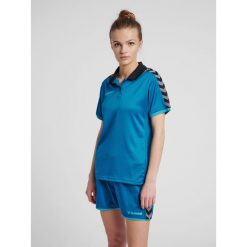 Damska koszulka polo Hummel hmlAUTHENTIC Functional. Niebieskie koszulki polo Hummel, l, bez wzorów, bez kołnierzyka, bez ramiączek. Za 188.00 zł.