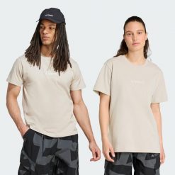Koszulka Terrex Signature AOP Graphic. Brązowe bluzki Adidas, xl, bez wzorów, z bawełny, sportowe, bez kołnierzyka, bez ramiączek. W wyprzedaży za 101.32 zł.