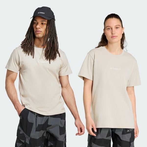 Koszulka Terrex Signature AOP Graphic. Brązowe bluzki Adidas, xs, bez wzorów, z bawełny, sportowe, bez kołnierzyka, bez ramiączek. Za 149.00 zł.
