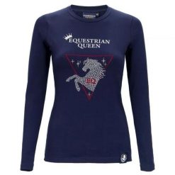 Koszulka damska z długim rękawem Equestrian Queen Jessica2 oddychająca. Niebieskie bluzki EQUESTRIAN QUEEN, xl, bez wzorów, sportowe, bez kołnierzyka, bez ramiączek. Za 154.99 zł.