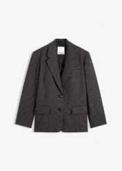 Żakiet oversize z wysokogatunkowej mieszanki wiskozy. Szare marynarki i żakiety bonprix, bez wzorów, z wiskozy. Za 219.99 zł.