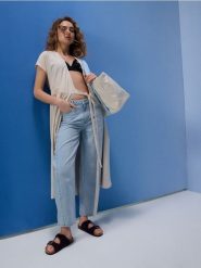 Jeansy balloon z ozdobnym przeszyciem - niebieski. Niebieskie jeansy Sinsay, l, bez wzorów. Za 69.99 zł.