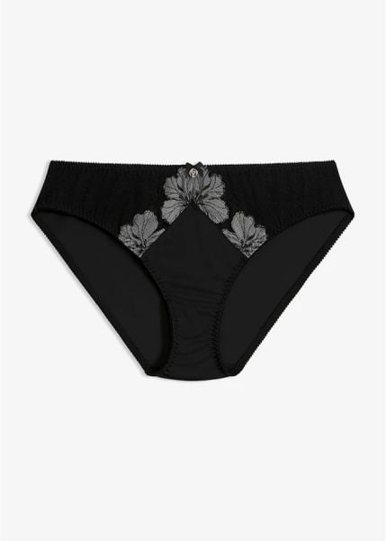 Figi ze szlachetnym haftem. Czarne figi bonprix, bez wzorów. Za 32.99 zł.