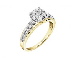 Pierścionek z żółtego i białego złota z brylantami - 0,75 ct - próba 585. Białe pierścionki Apart, z brylantem, złote. Za 8,590.00 zł.