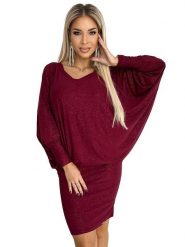 Numoco Sukienka w kolorze bordowym rozmiar: L/XL. Czerwone sukienki Numoco, na imprezę, l, bez wzorów, bez kołnierzyka, bez ramiączek, midi. Za 210.81 zł.