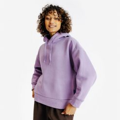 Bluza z kapturem damska Elementals. Fioletowe bluzy DECATHLON, m, bez wzorów, z bawełny, z kapturem. Za 179.99 zł.