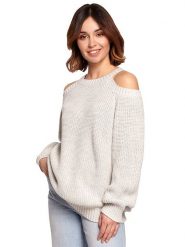 Be Wear Sweter w kolorze jasnoszarym rozmiar: S/M. Szare swetry Be Wear, m, bez wzorów, bez ramiączek. Za 164.45 zł.