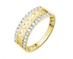 Złoty pierścionek z cyrkoniami. Żółte pierścionki Apart, z cyrkonią, złote. Za 1,459.00 zł.