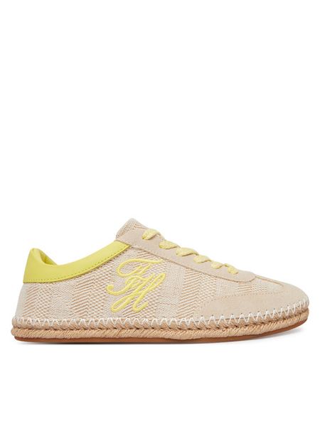 Tommy Hilfiger Espadryle Woven Logo Embroidery FW0FW09108 Beżowy. Brązowe espadryle TOMMY HILFIGER, bez wzorów, z materiału, bez obcasa, bez zapięcia. Za 257.99 zł.