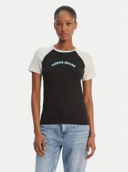 Guess Jeans T-Shirt W6GIB0 J1314 Czarny Regular Fit. Czarne t-shirty Guess Jeans, xs, z aplikacjami, z bawełny, bez kołnierzyka, bez ramiączek. Za 159.99 zł.