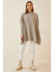 Happiness Istanbul Sweter w kolorze beżowym rozmiar: onesize. Brązowe swetry Happiness Istanbul, bez wzorów, z wełny, bez ramiączek. Za 78.99 zł.