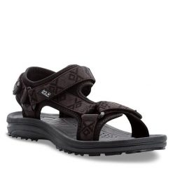 Sandały Jack Wolfskin. Czarne sandały Jack Wolfskin, bez wzorów, sportowe, bez obcasa, bez zapięcia. Za 219.99 zł.