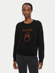 Pinko Sweter Logo 100414 Y7Z4 Czarny Regular Fit. Czarne swetry Pinko, m, bez wzorów, z wełny, bez ramiączek. Za 459.99 zł.