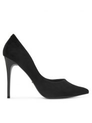 DeeZee Szpilki DZ0031 Czarny. Czarne szpilki DeeZee, bez wzorów, z materiału, bez obcasa, na szpilce, bez zapięcia. Za 129.99 zł.